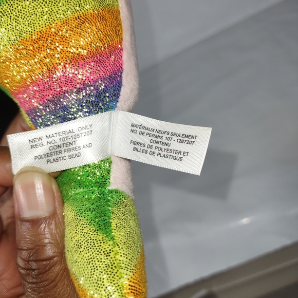✓TY Nori the Narwhal rainbow multicolor sparkly glittery 9in Plush - Picture 8 of 9